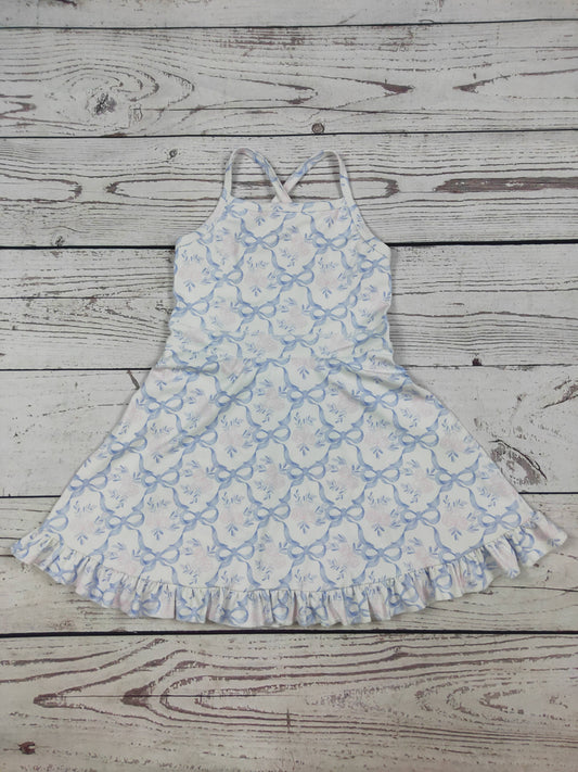 Flower Bow Print Girls Athletic Dress