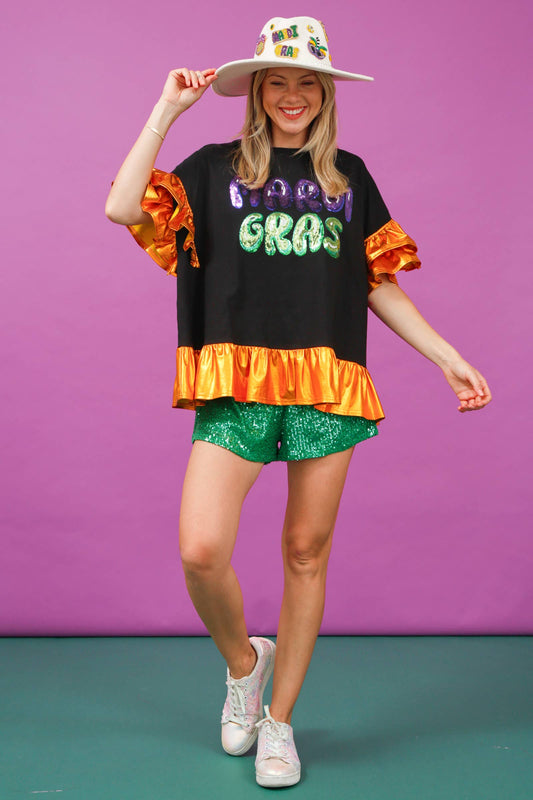 Mardi Gras Sequin Shorts- Green