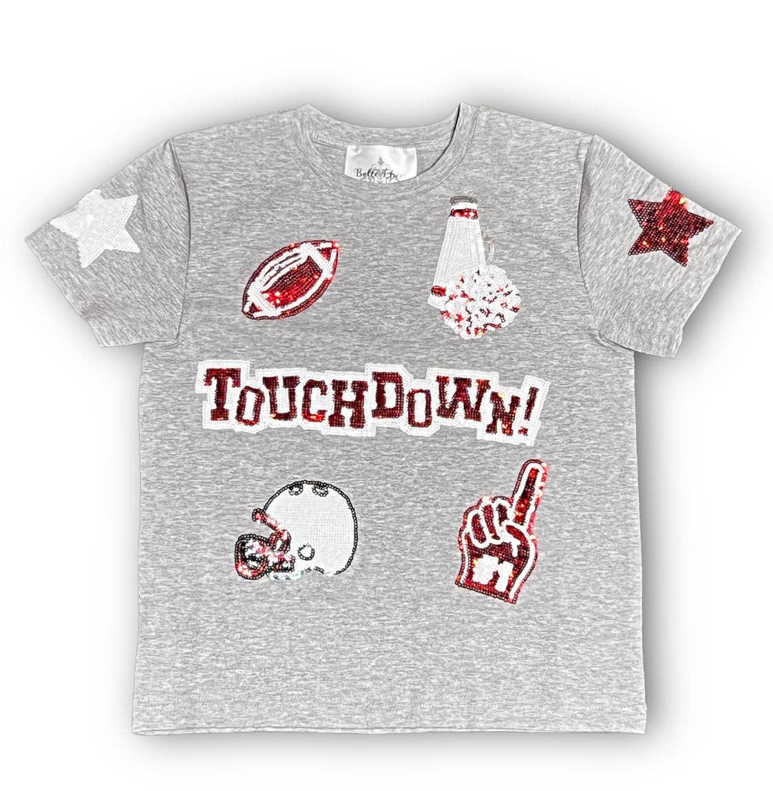 Red and White Football Collage Kid's Sequin Shirt
