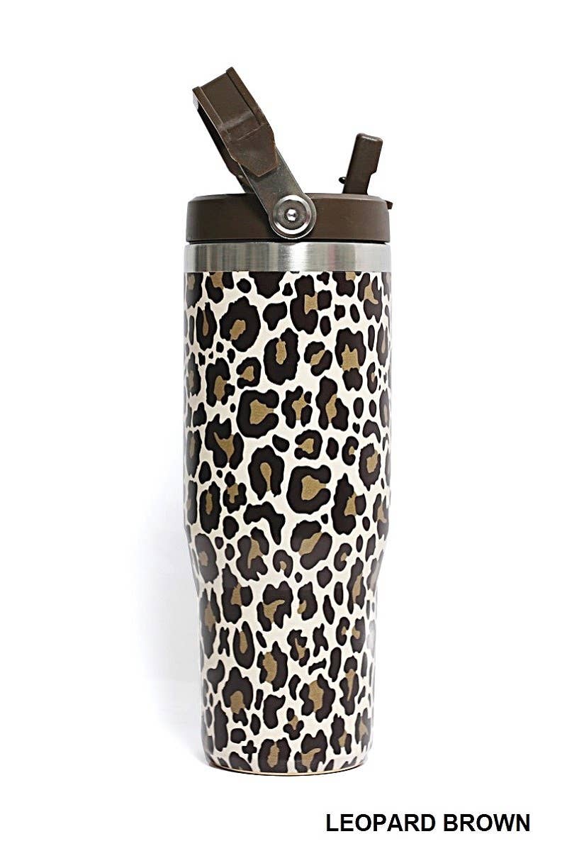 Mardi Gras Swirl 30 OZ STAINLESS STEEL FLIP STRAW TUMBLER- MARDI GRAS SWIRL