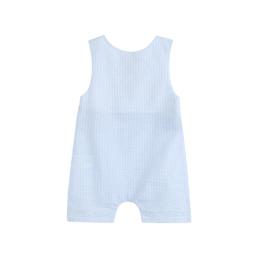 Blue Striped Crawfish Smocked Shortalls