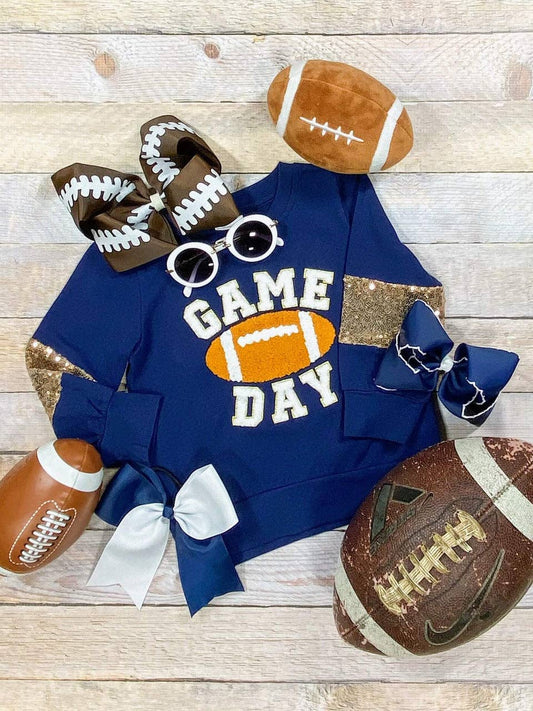 Mommy & Me Game Day Navy Sequins Sleeved Shirt