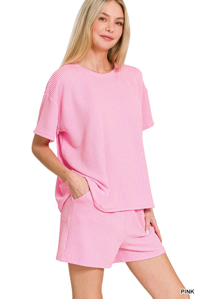 Corded Rib Tee & Shorts Set