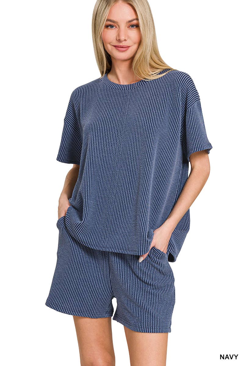 Corded Rib Tee & Shorts Set