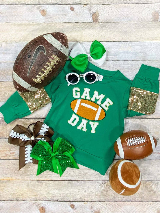 Mommy & Me Game Day Green Sequins Sleeved Shirt