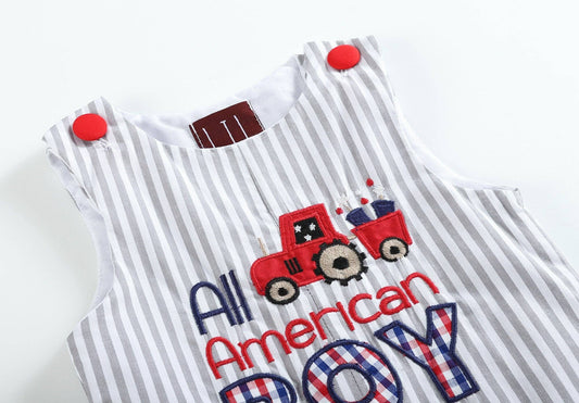 Gray & White All-American Boy Shortalls