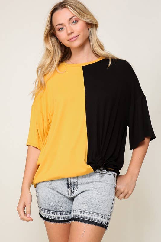 Game Day Multi Color Knit Top- Deep Red/ White