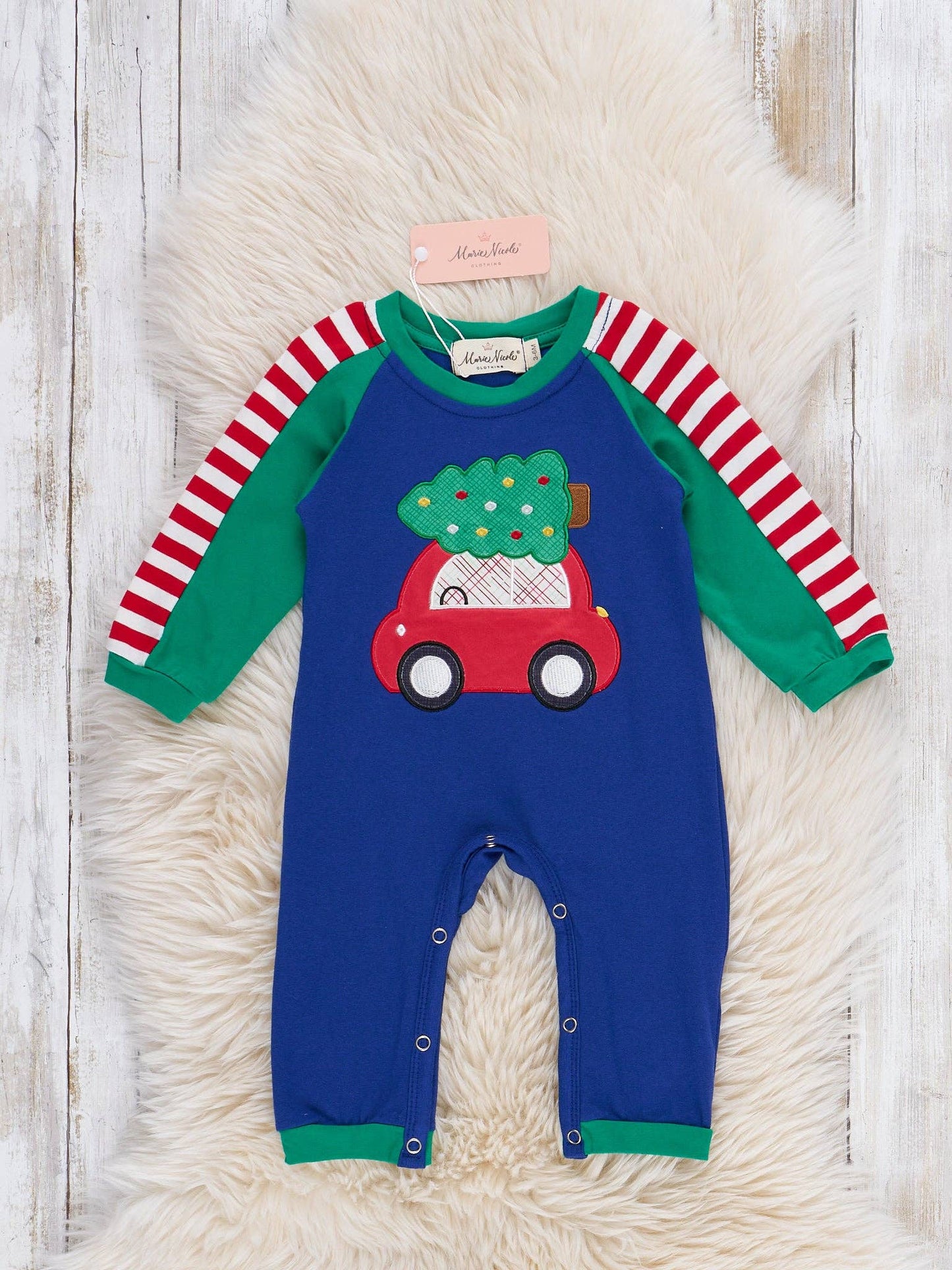 Christmas Tree Delivery Embroidered Romper