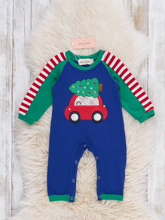 Christmas Tree Delivery Embroidered Romper
