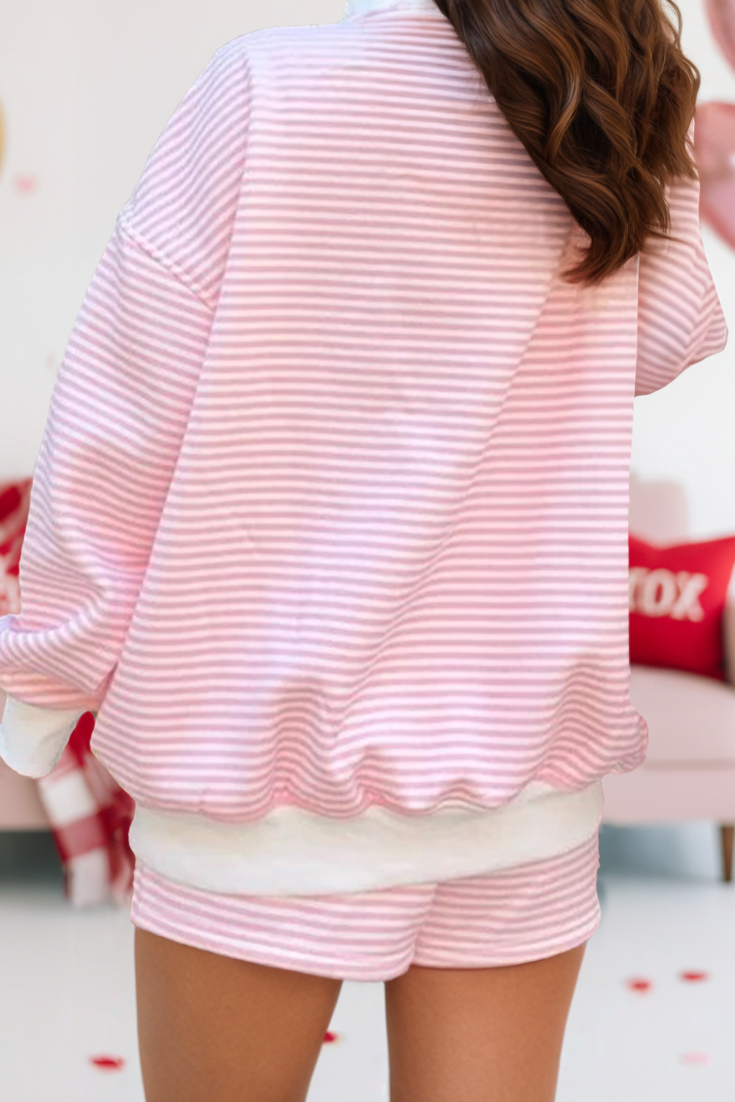 Polka Dot Mock Neck Sweatshirt and Shorts Set