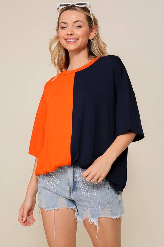Game Day Multi Color Knit Top- Red & Black