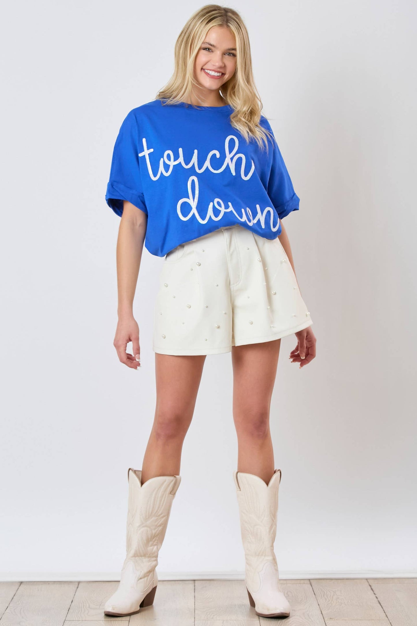 Touch Down Sequin Embroidery Oversized Top- Purple