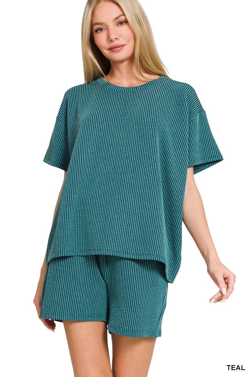 Corded Rib Tee & Shorts Set