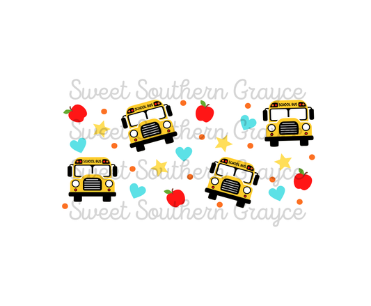 School Buses 16oz Glass Tumbler