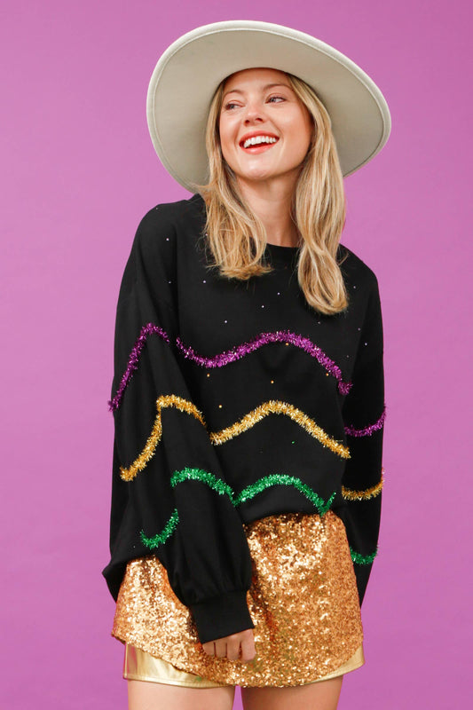 Mardi Gras Sweatshirt- Black