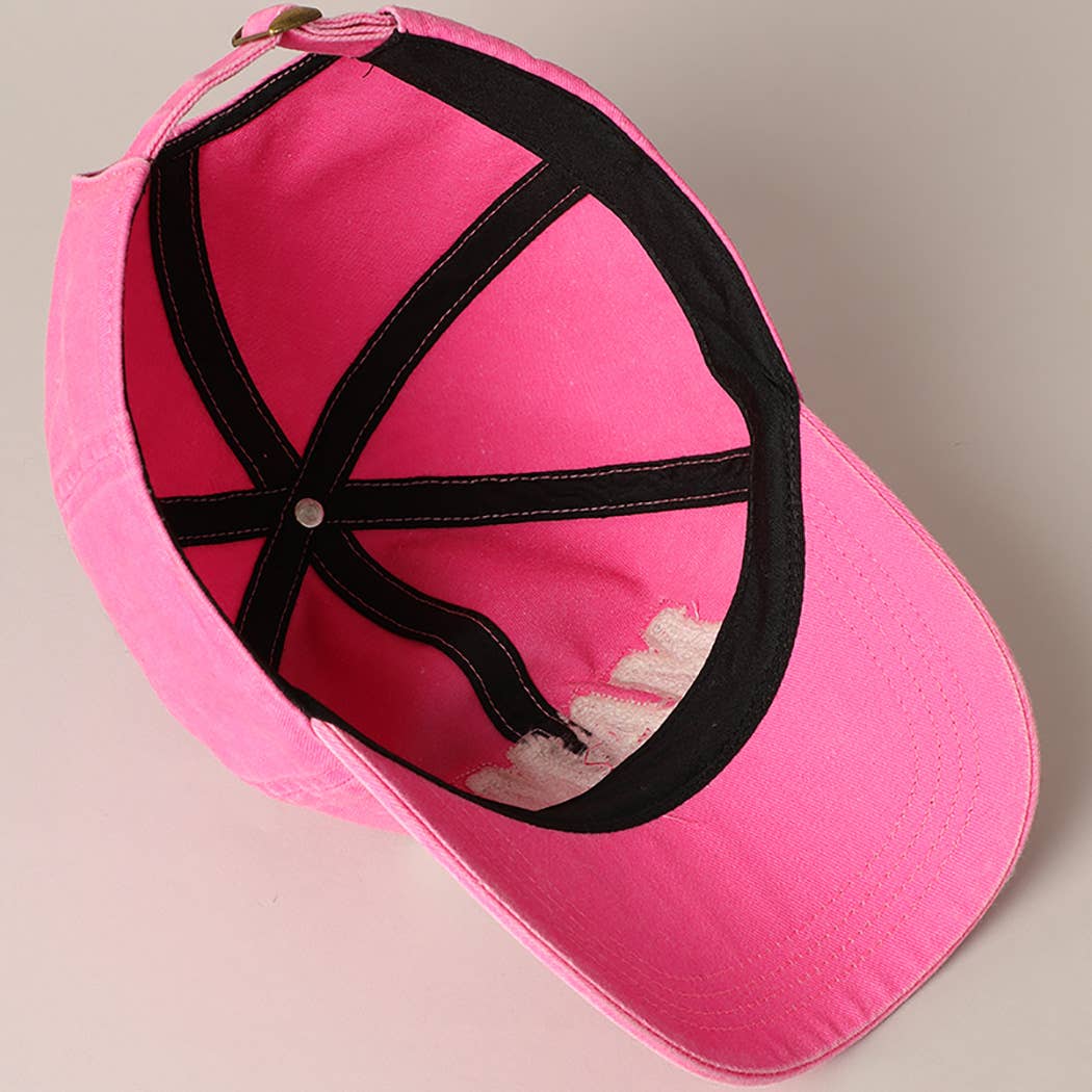 MAMA Chenille Letter Patch Cotton Baseball Cap- Hot Pink