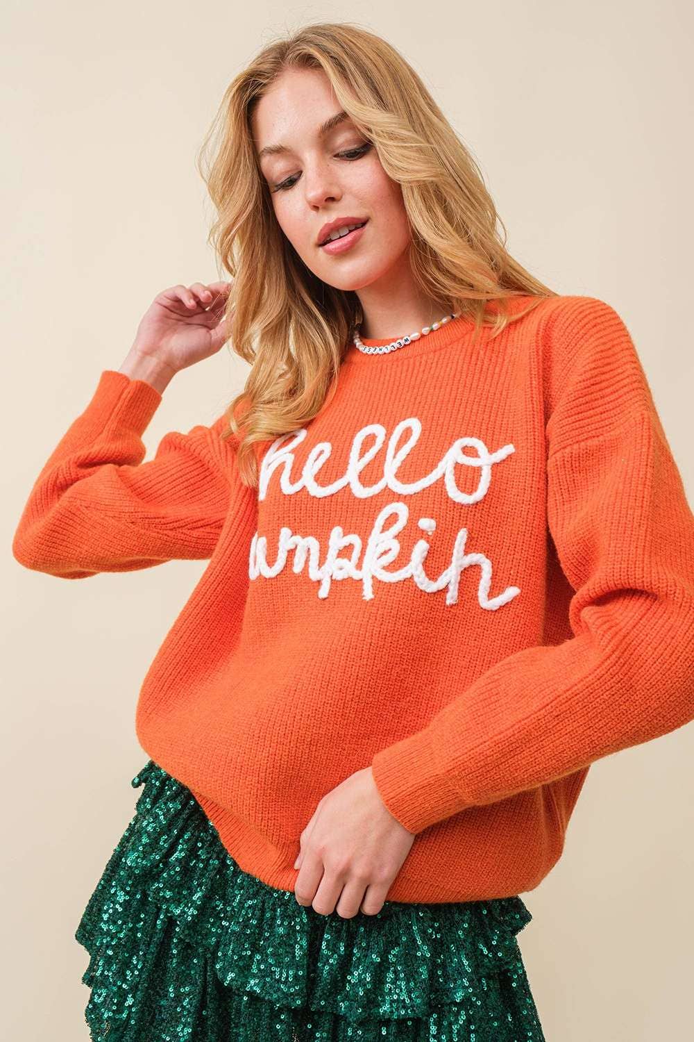 Pumpkin Letter Sweater- Burnt Orange