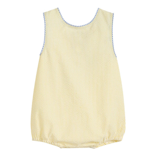 Yellow Seersucker Turtle Baby Romper