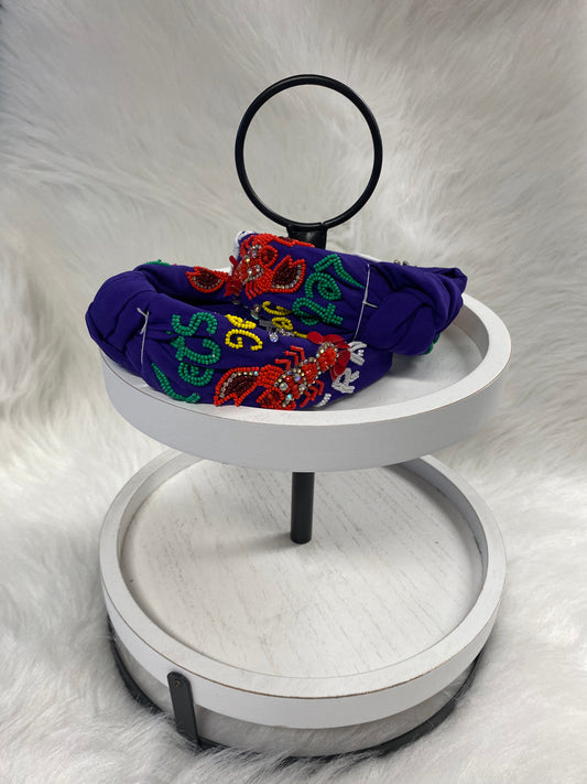Viola Purple 'Lets Get Crazy' Seed Bead Knotted Headband