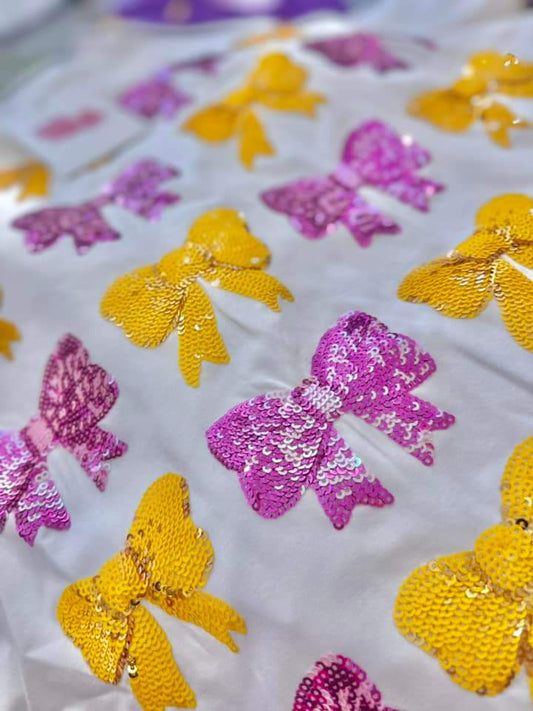 Purple and Gold Bows Tee