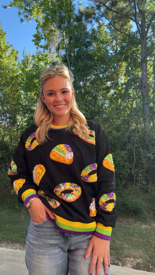 King Cake Sequin Sweater
