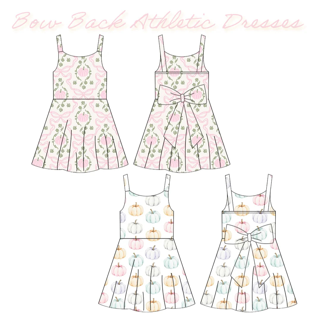 Fall Pumpkins + Bows Bow Back Athletic Dress