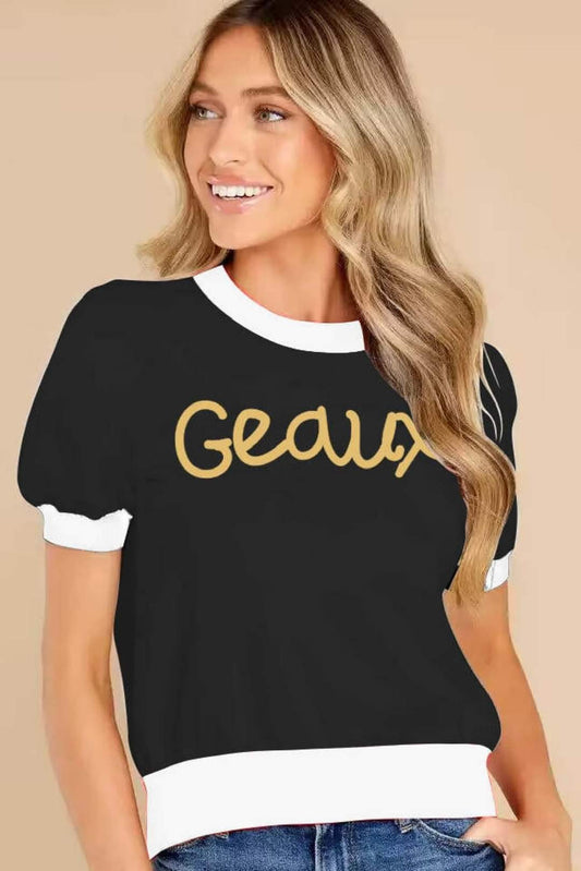 Geaux Tinsel Tee Black/ Gold