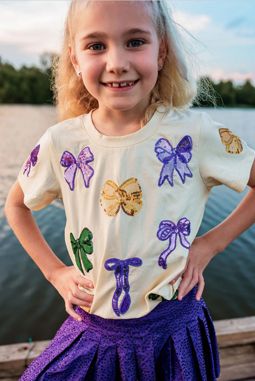Mardi Gras Sparkly Bows Tee Kids & Adults