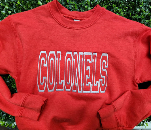 Colonels Red Custom Mascot Embroidered Sweatshirt