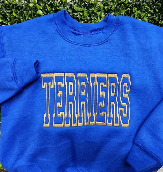 Terriers Royal Custom Mascot Embroidered Sweatshirt