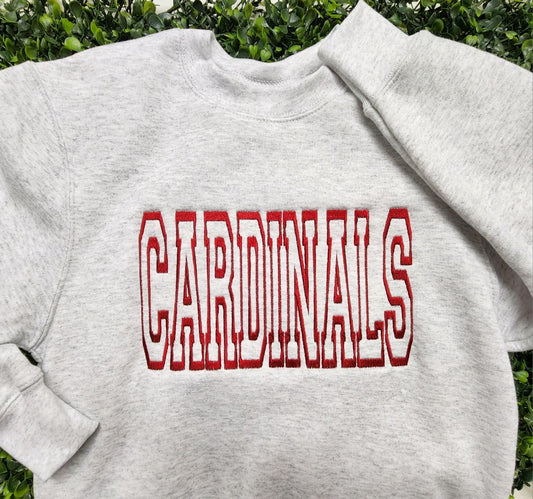 Cardinals Ash Custom Mascot Embroidered Sweatshirt