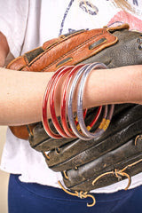 Refuse To Lose Red and Gray Glitter Jelly Tube Bracelet Set