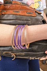 Refuse To Lose Purple and Gold Glitter Jelly Tube Bracelet Set