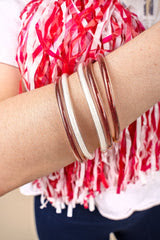 Refuse To Lose Red and White Glitter Jelly Tube Bracelet Set