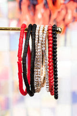 Own The Game Red and Black Beaded Bracelet Set