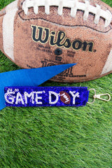 Viola Blue & White Game Day Glam Wristlet Keychain
