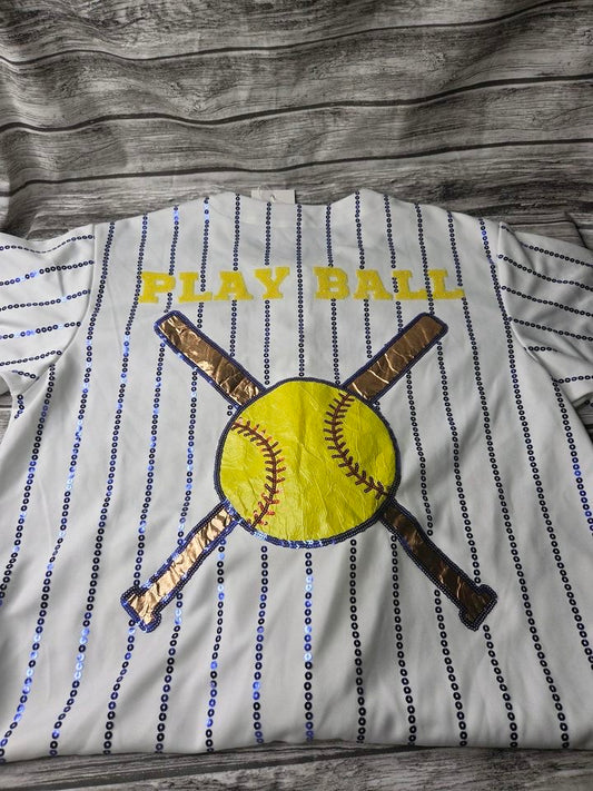 Softball Rally Jersey with Royal Stripes
