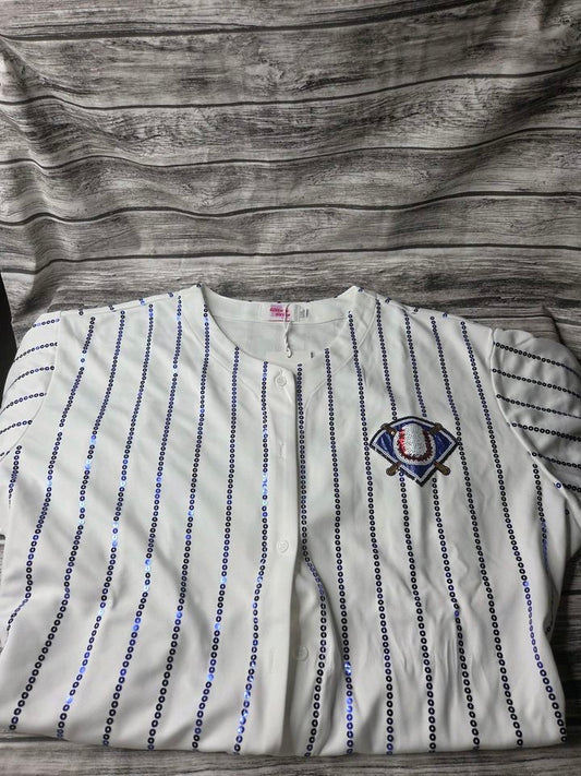 Baseball Rally Jersey with Royal Stripes