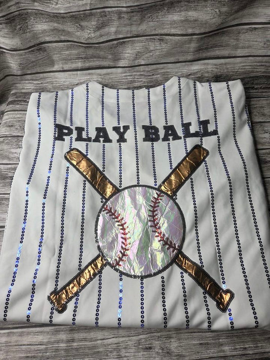 Baseball Rally Jersey with Royal Stripes