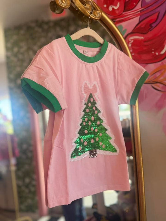 Pink Bow Topper Ringer Tee