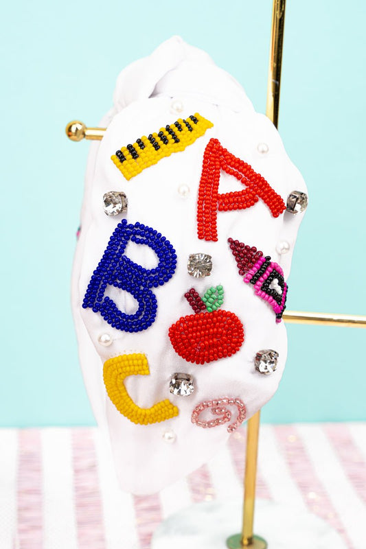 ABC School White Knotted Headband