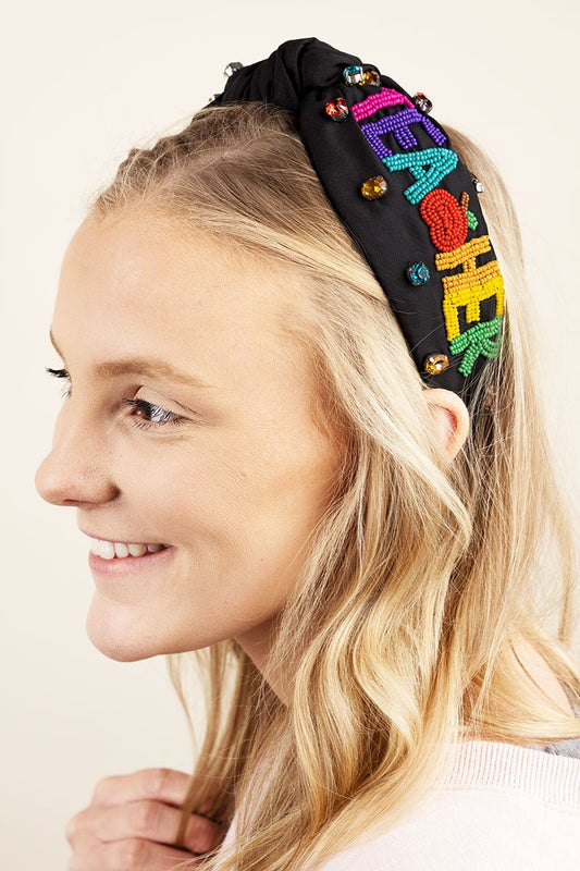 Teacher Apple Black Knotted Headband