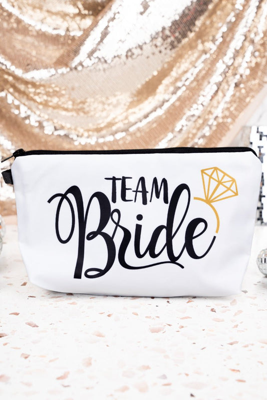 Team Bride White Zip Pouch