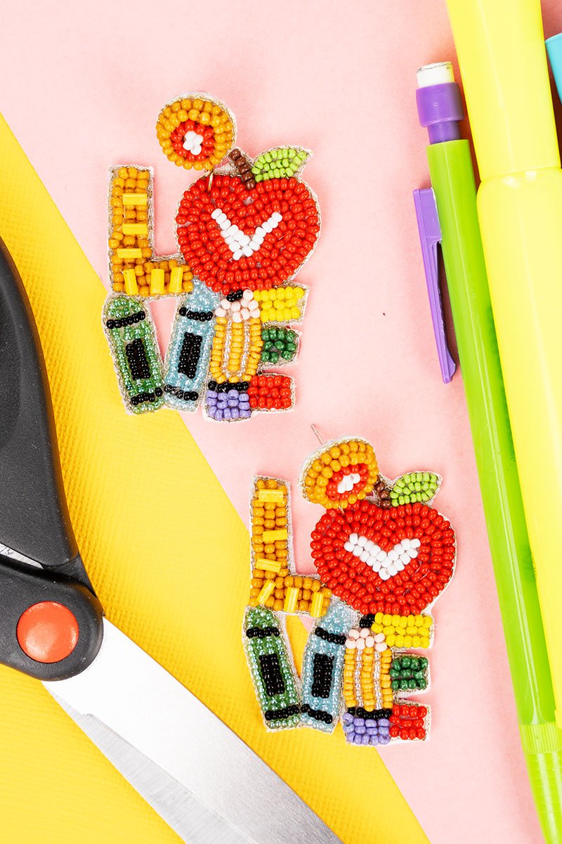 Loving School Time Seed Bead Earrings