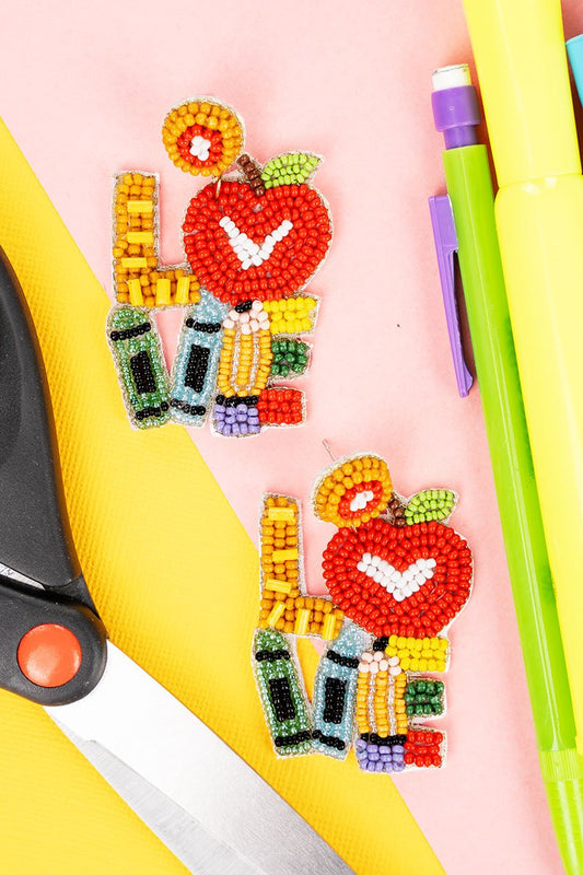 Loving School Time Seed Bead Earrings