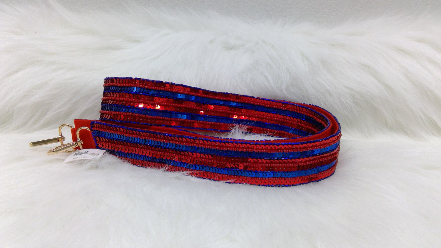 Blue and Red Striped Purse Strap