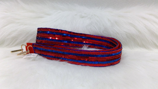 Blue and Red Striped Purse Strap