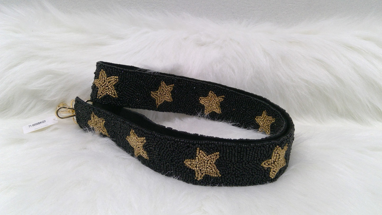 Black and Gold Purse Strap with Stars
