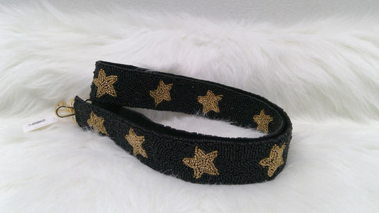 Black and Gold Purse Strap with Stars