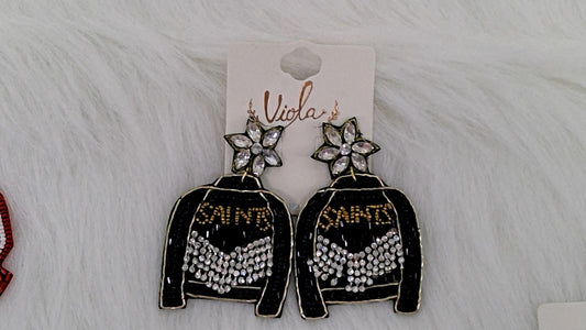 Black and Gold Sweater Seed Beaded Earrings